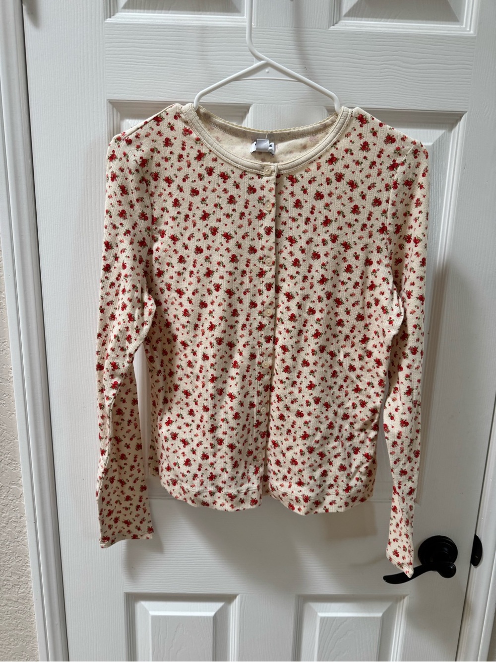 NWT Parke Target Pointelle Cardigan Cream Floral-Print Knit Cardigan light